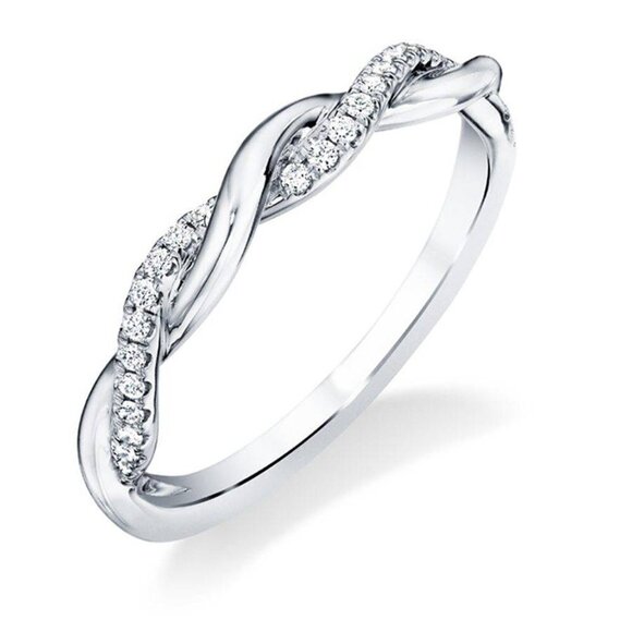 💍 Casual Dinty Two Lines Twining Cross Zircon Thin Rings for Women,INDN8172 - Picture 1 of 7